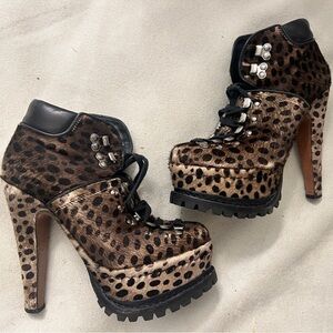 Alaia Leopard Print High Heel Ankle Booties